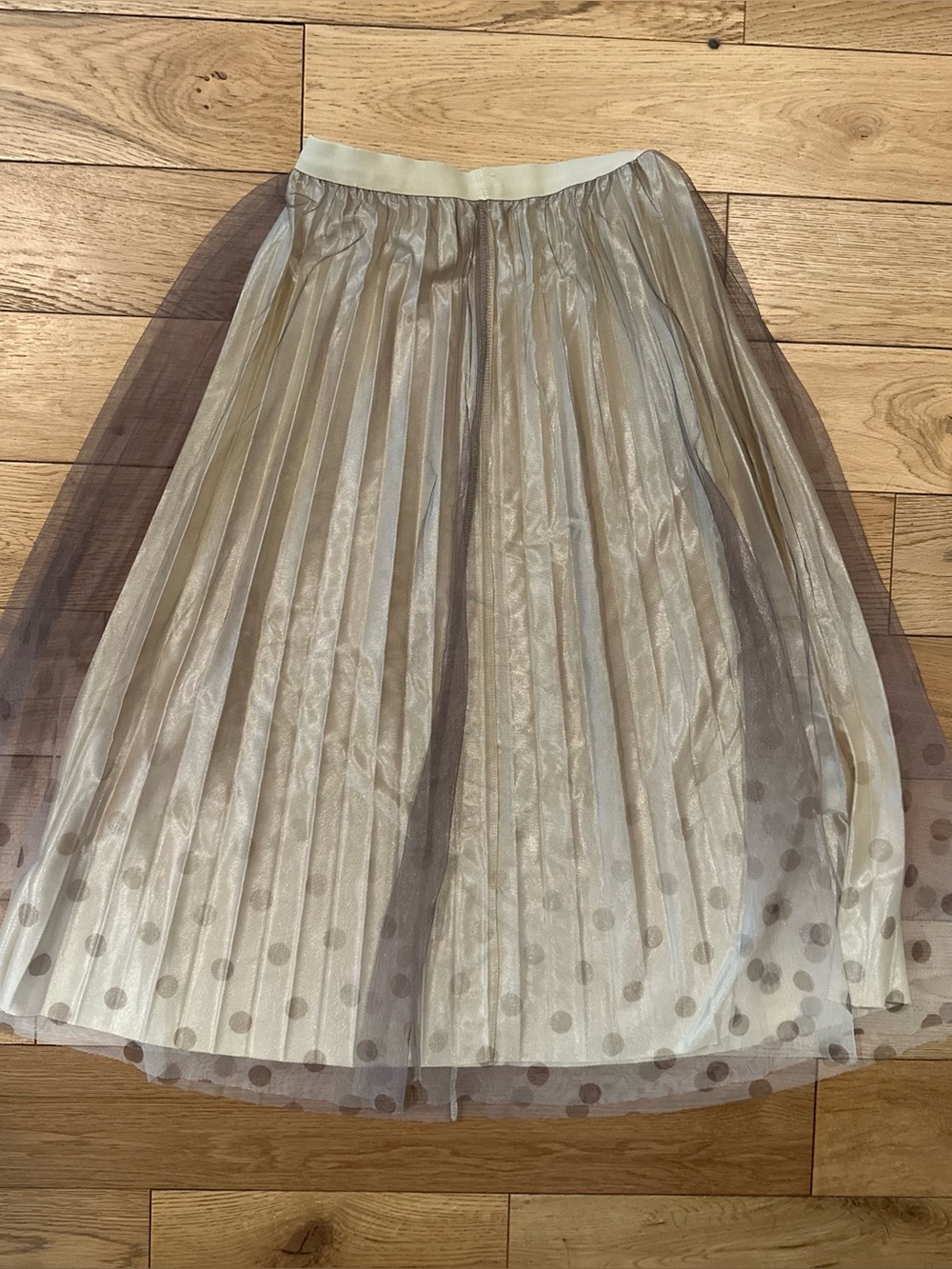 Gold and Polka Dot Tulle Midi Skirt